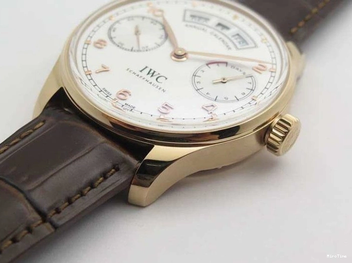 MIROTIME 0318 Portuguese Real PR Real Annual Calendar RG IW503504 YLF 1:1 Best Edition White Dial On Leather Strap A TimelessDesign 7242